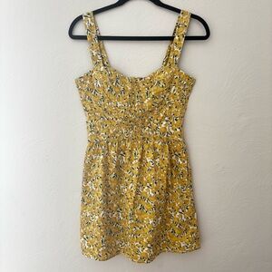 Free People Yellow Floral Mini Sun Dress